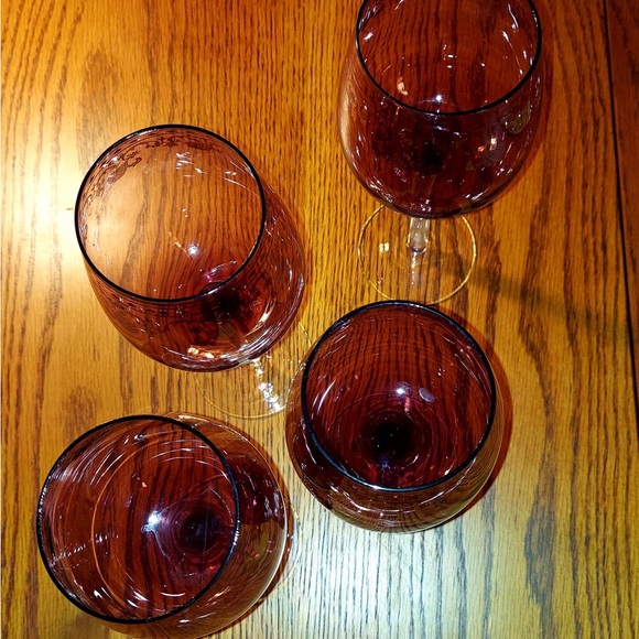 AMETHYST Crystal Wine Glasses with Gold Trim - Picture 8 of 9